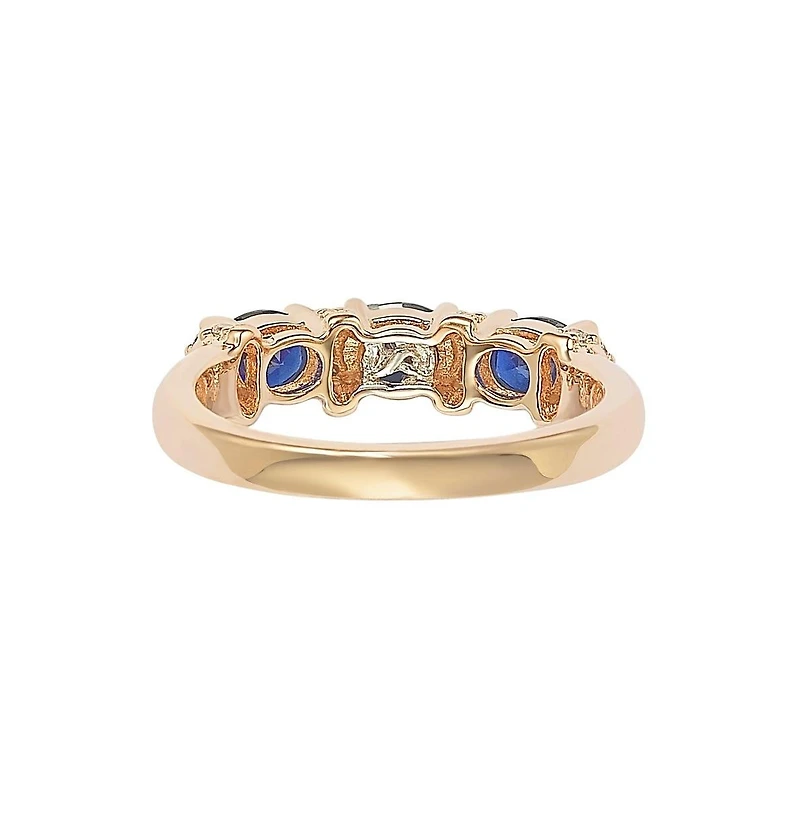 Suzy Levian Sterling Silver Natural Sapphire & Created White Half Band