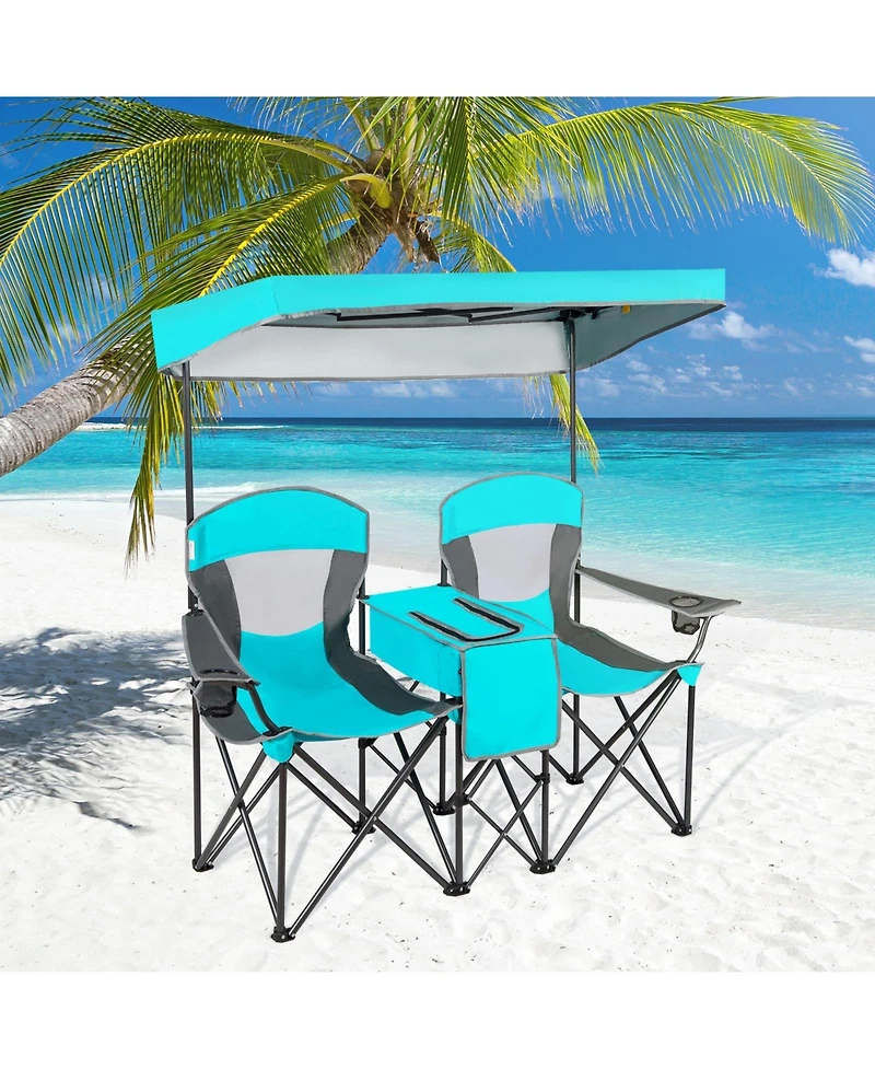 Portable Folding Camping Canopy Chair with Cup Holder