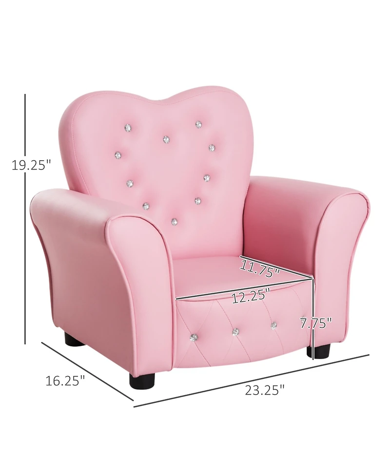 Maison Boucle Kids Tufted Armchair with Crystal Accents, Pink Toddler Sofa for Girls Bedroom or Playroom-Maison Boucle