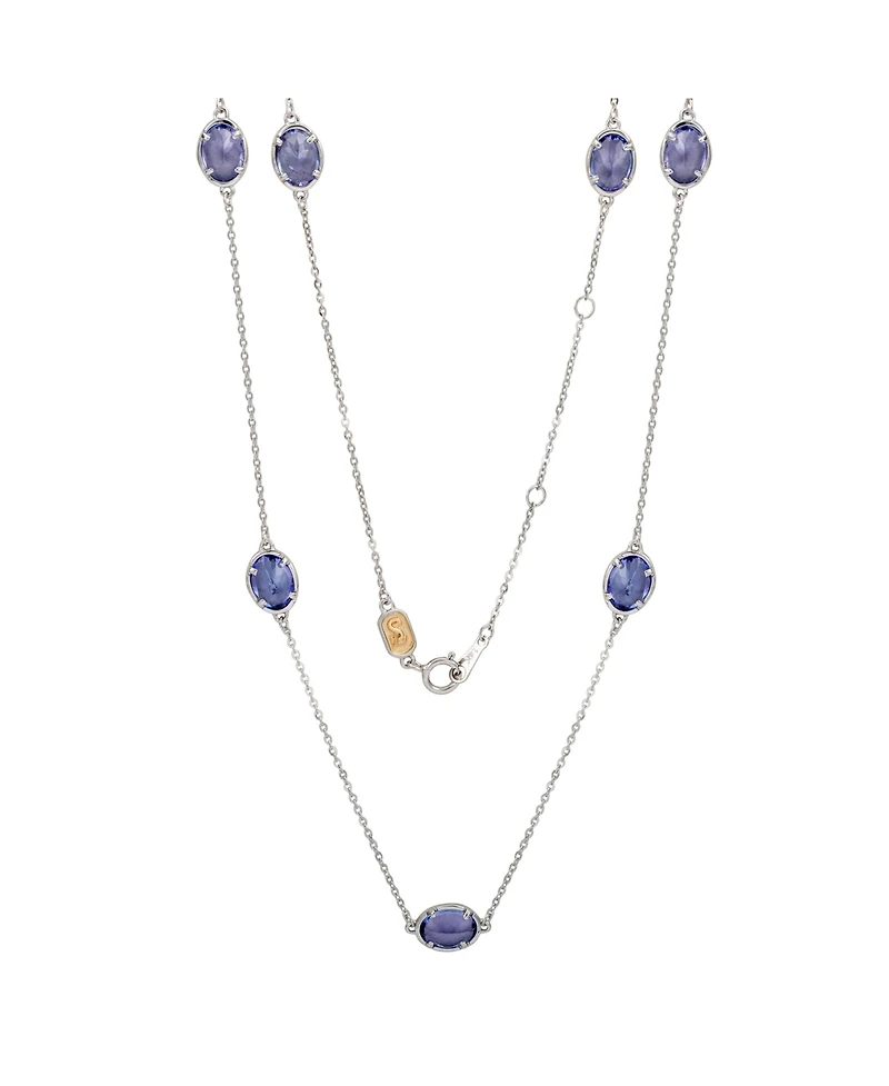 Suzy Levian New York 14K Gold 1 Cttw Oval Cut Tanzanite Station Necklace