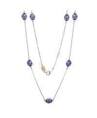 Suzy Levian New York 14K Gold 1 Cttw Oval Cut Tanzanite Station Necklace