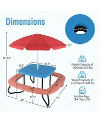 Kids Picnic Table Outdoor Activity with Adjustable & Collapsible Umbrella
