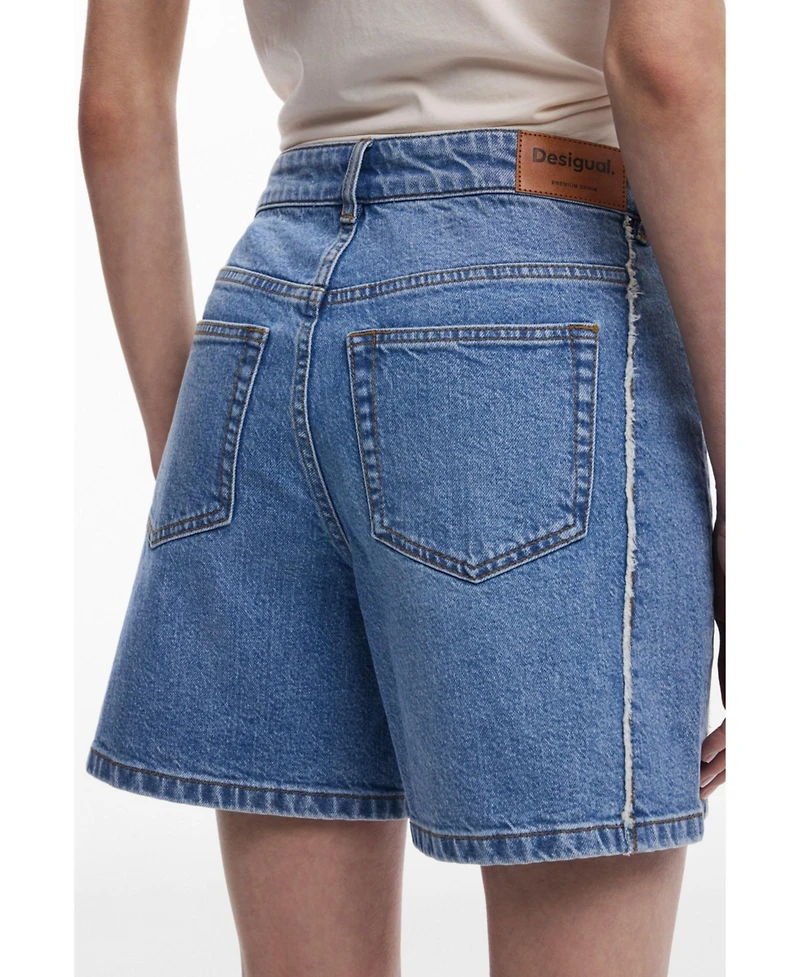 Desigual Women's Denim Bermuda shorts with stitching