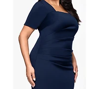 Betsy & Adam Plus Long Tech Scuba Open Back Dress