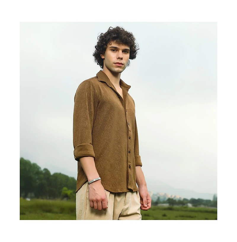 Campus Sutra Men's Crimp-Tactile Shirt