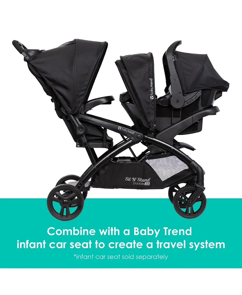 Baby Trend Sit N' Stand Double 2.0 Stroller - Madrid Black