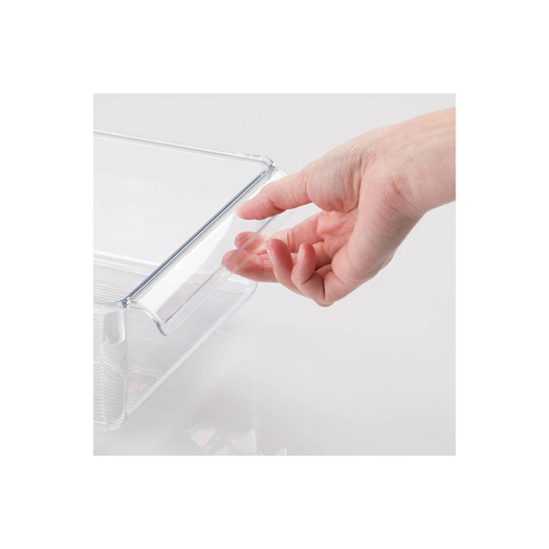 mDesign Fridge Storage Tray with Handle - Set of 4 - Clear