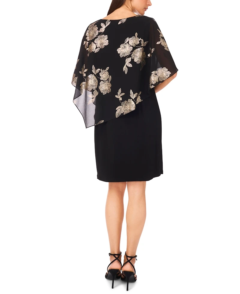Msk Petite Cape Round Neck Midi Dress