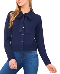 CeCe Women's Tie Neck Cardigan Sweater