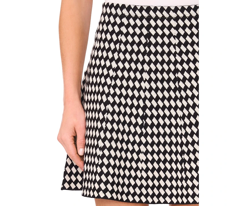 CeCe Women's Geo Pattern Pull-On Mini Skirt
