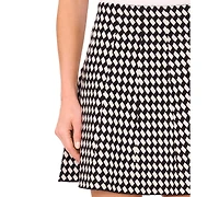 CeCe Women's Geo Pattern Pull-On Mini Skirt