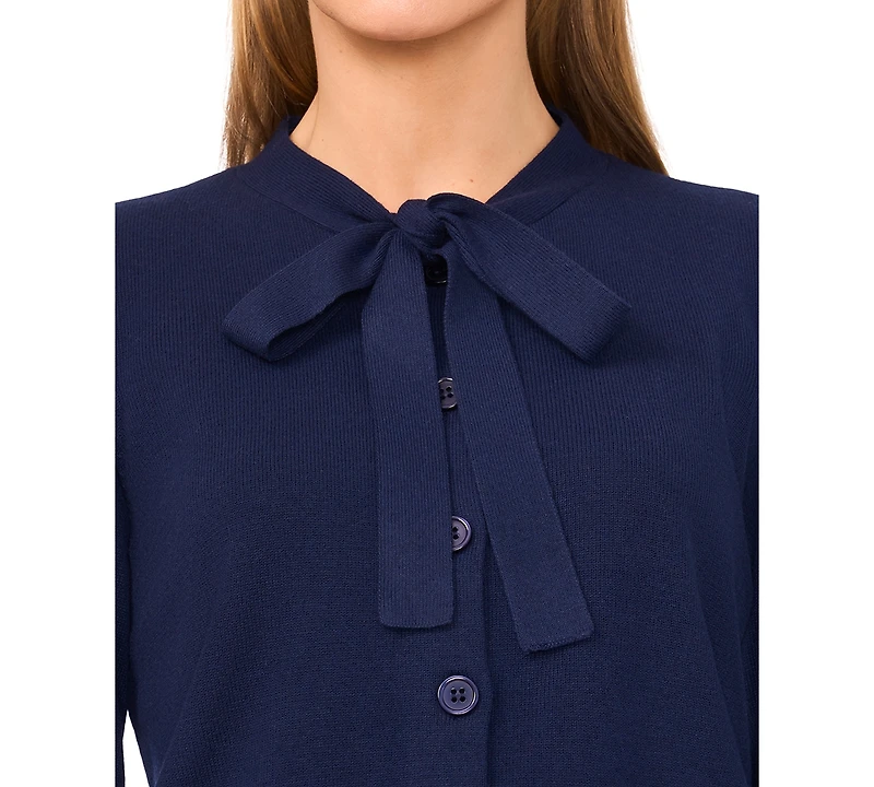 CeCe Women's Tie Neck Cardigan Sweater
