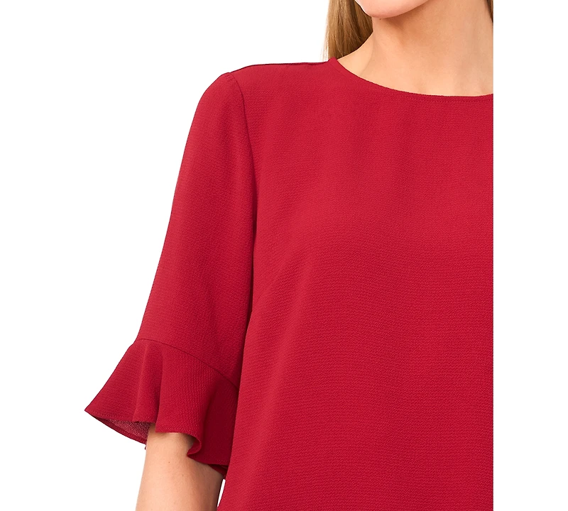 CeCe Women's Ruffled-Cuff 3/4-Sleeve Crew Neck Top