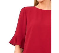 CeCe Women's Ruffled-Cuff 3/4-Sleeve Crew Neck Top