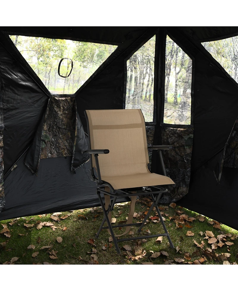 Akiudex Foldable Swivel Hunting Chair with Armrests and Ground Mode