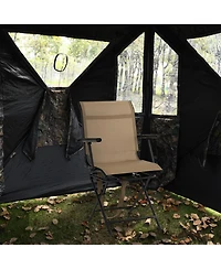 Akiudex Foldable Swivel Hunting Chair with Armrests and Ground Mode
