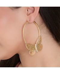 Jessica Simpson Gold-Tone Butterfly Hoop Earrings with Textured Wings