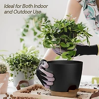 Lifemaster Black Self Watering Pots Pack, Indoor and Outdoor Plant Pots with Wick Rope & Drainage Holes, Easy Watering Lip