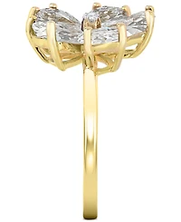 Lab-created White Sapphire 3-5/8 ct. t.w. Flower Statement Ring with Diamond Accent 14K Gold-Plated Sterling Silver