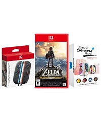Nintendo Switch 2 Joy-Cons Blue/Red with Zelda Breath of the Wild and MightySkins Code Bundle