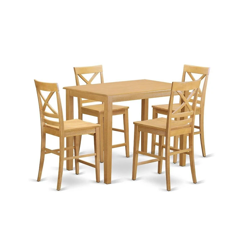 East West Furniture 5 Pc counter height pub set-pub Table and 4 counter height Dining chair