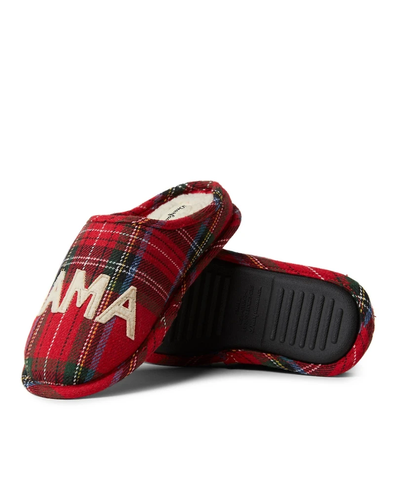 Dearfoams Women's Plaid Mama Bear Mom Clog House Slipper