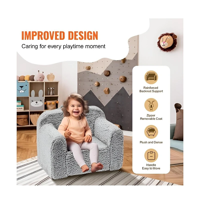 Slickblue Comfy Kids Chair, High-Density Foam Toddler Sofa for Reading or Lounging
