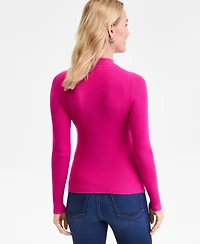 I.n.c. International Concepts Women's Detail Ribbed Mock Neck Sweater, Created for Macy's