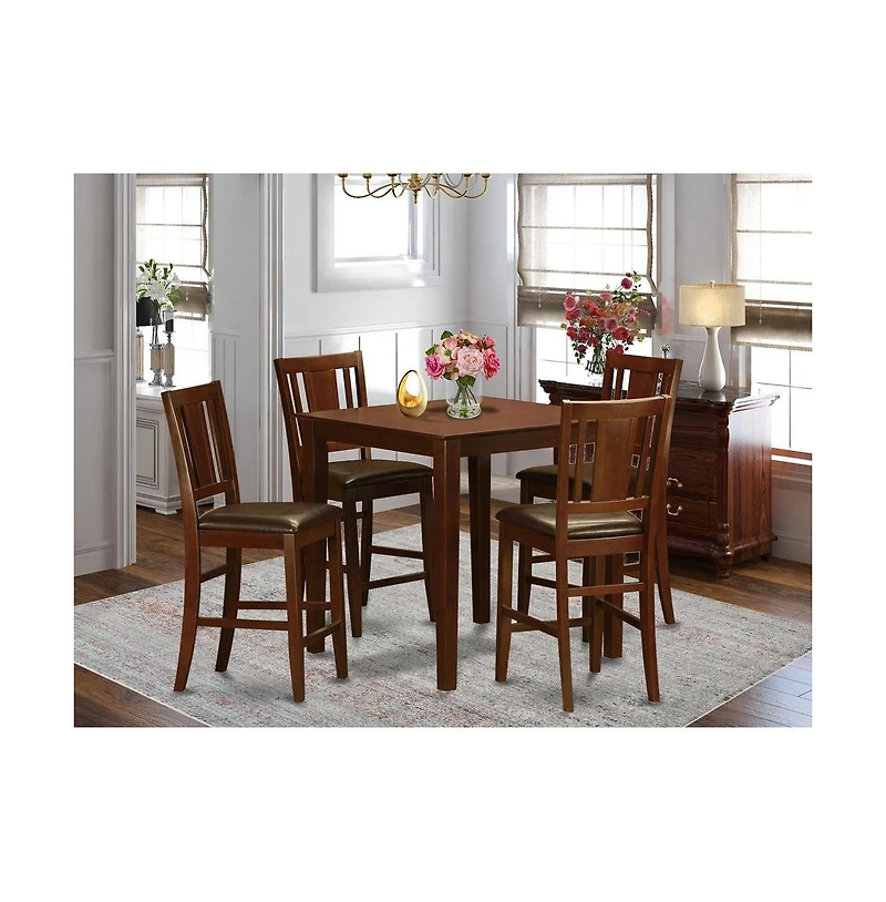 East West Furniture 5 Pc pub Table set-counter height Table and 4 Stools.