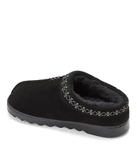 Dearfoams Women's Doreen Genuine Suede Clog Slipper With Embroidery