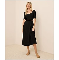 Pact Women's Organic Cotton Fit & Flare Scoop Midi Dress