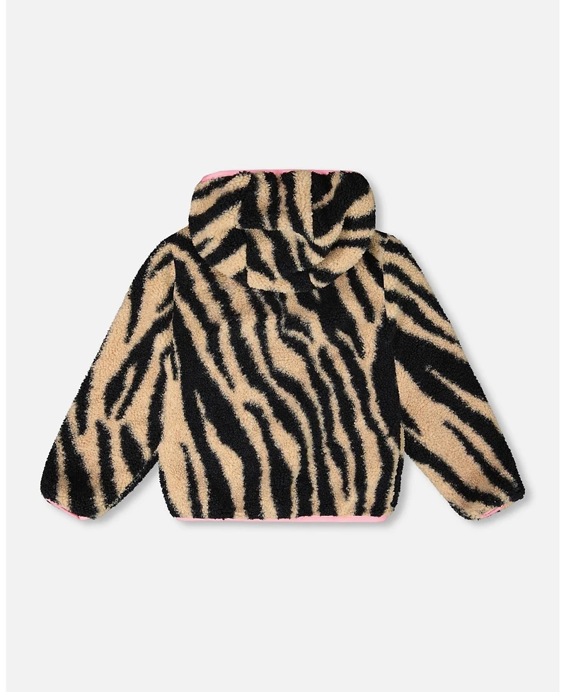 Deux par Toddler Girls Reversible Mid-Season Sherpa Jacket Zebra - Toddler|Child