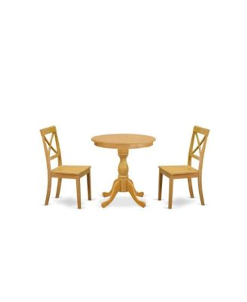 East West Furniture 3 Pc Modern Dining Room Table Set 2 Wood Dining Chairs 1 Dining Room Table Oak Finish