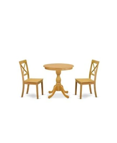East West Furniture 3 Pc Modern Dining Room Table Set 2 Wood Dining Chairs 1 Dining Room Table Oak Finish