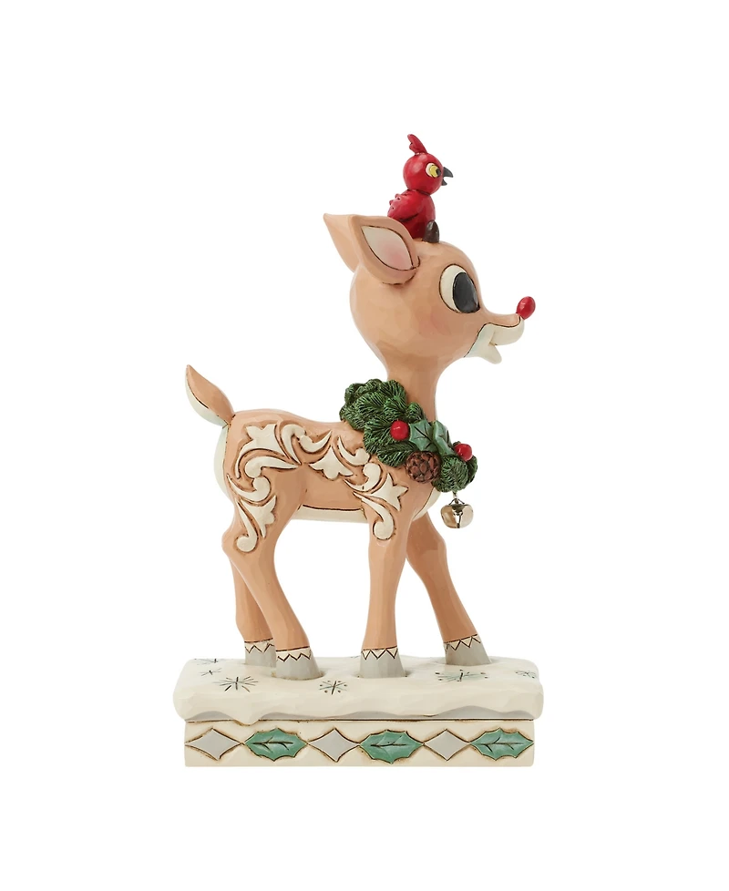 Jim Shore Woodland Rudolph with Red Bird Figurine
