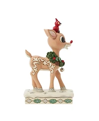 Jim Shore Woodland Rudolph with Red Bird Figurine