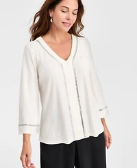 Jm Collection Womens Rhinestone Embellished Top Macys Exclusive