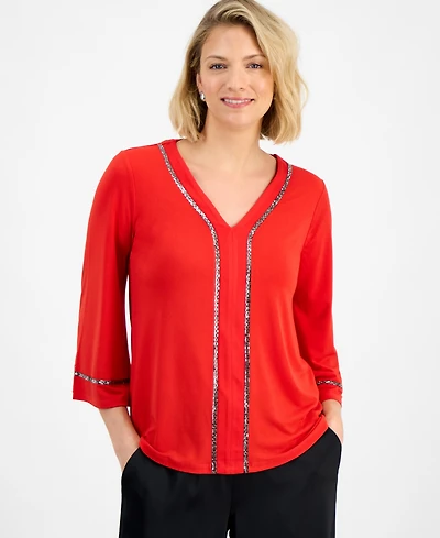 Jm Collection Women's Rhinestone-Embellished Top, Macy's Exclusive