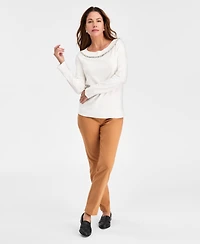 Jm Collection Women's Rhinestone-Trim Sweater, Macy's Exclusive