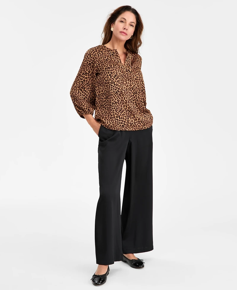 Jm Collection Women's Embellished-Neck Cheetah-Print Blouse, Macy's Exclusive