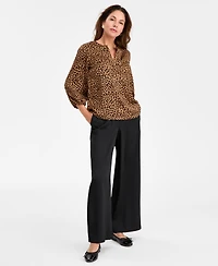 Jm Collection Women's Embellished-Neck Cheetah-Print Blouse, Macy's Exclusive