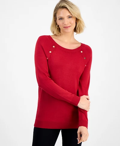 Jm Collection Women's Button-Trim Sweater, Macy's Exclusive