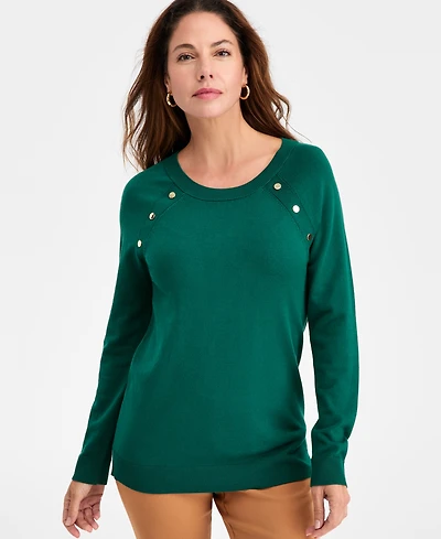 Jm Collection Women's Button-Trim Sweater, Macy's Exclusive
