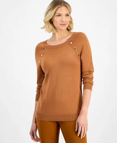 Jm Collection Women's Button-Trim Sweater, Macy's Exclusive