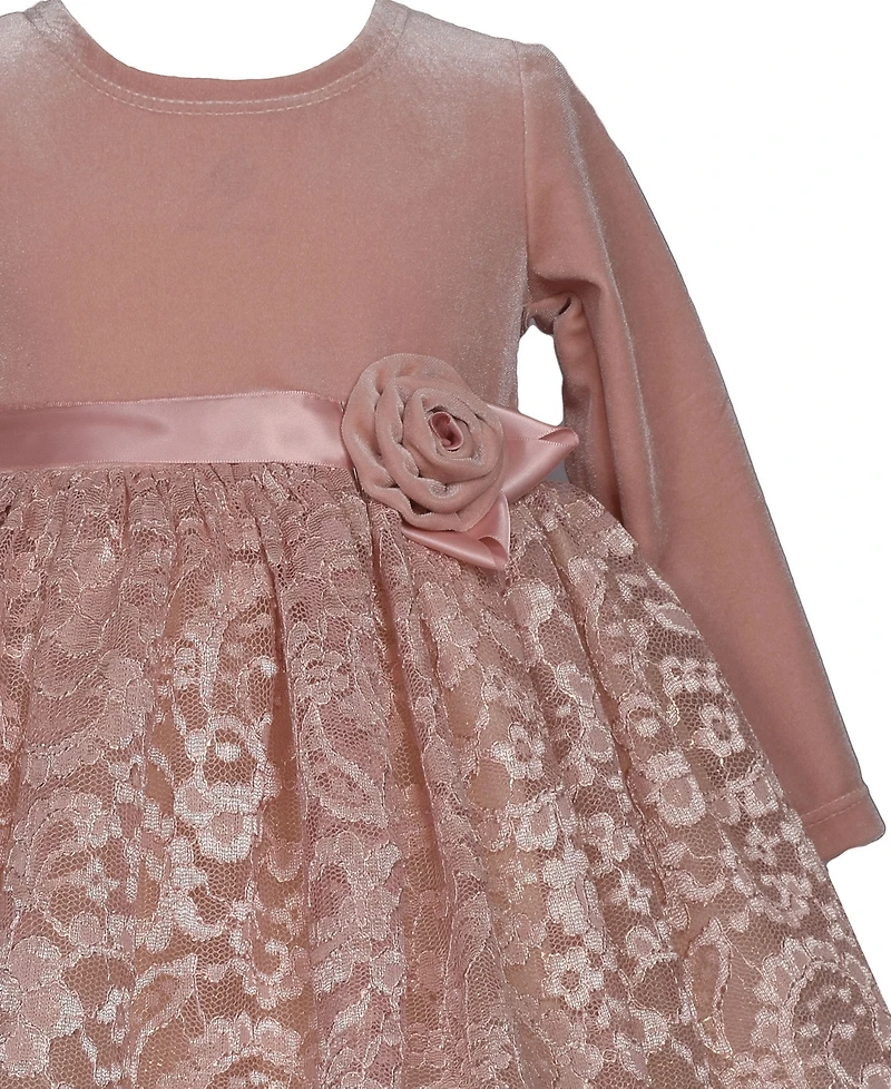 Bonnie Jean Little and Toddler Girls Velvet to Lace Party Dress