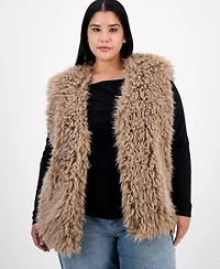 And Now This Trendy Plus Shaggy Faux-Fur V-Neck Vest, Macy's Exclusive