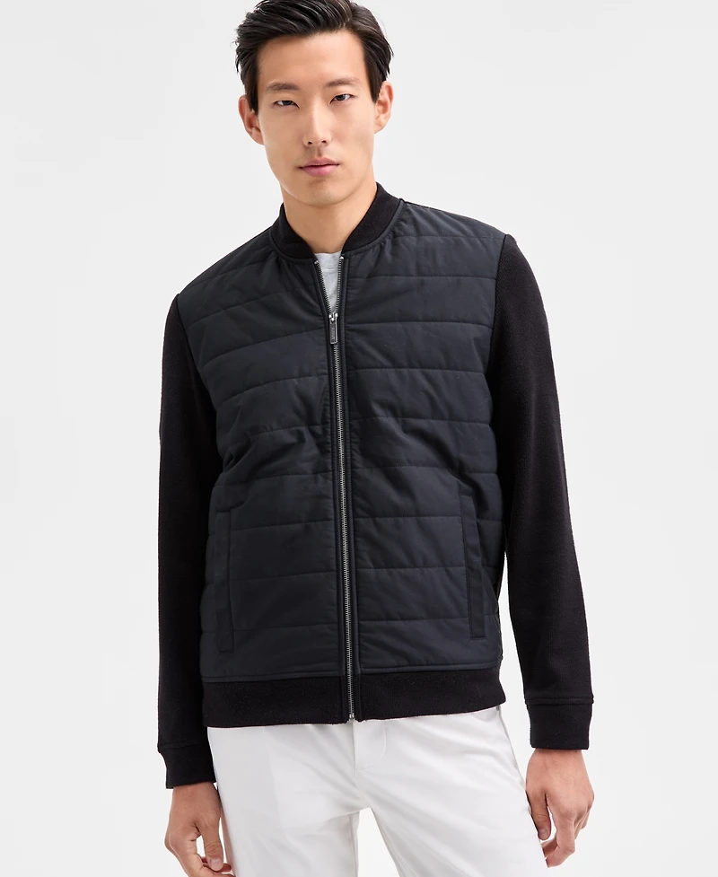 Alfani Men's Long Sleeve Mixed Media Jacket, Macy's Exclusive