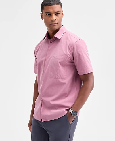 Alfani Men's Short Sleeve One-Pocket Button-Front Shirt, Macy's Exclusive