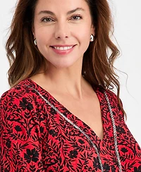Jm Collection Women's Embellished Print Top, Macy's Exclusive
