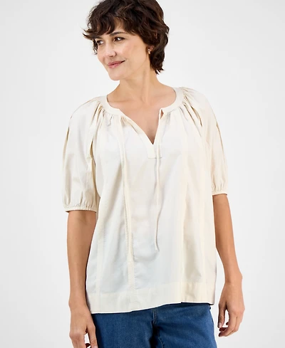Style & Co Women's Split-Neck Raglan-Sleeve Blouse, Macy's Exclusive